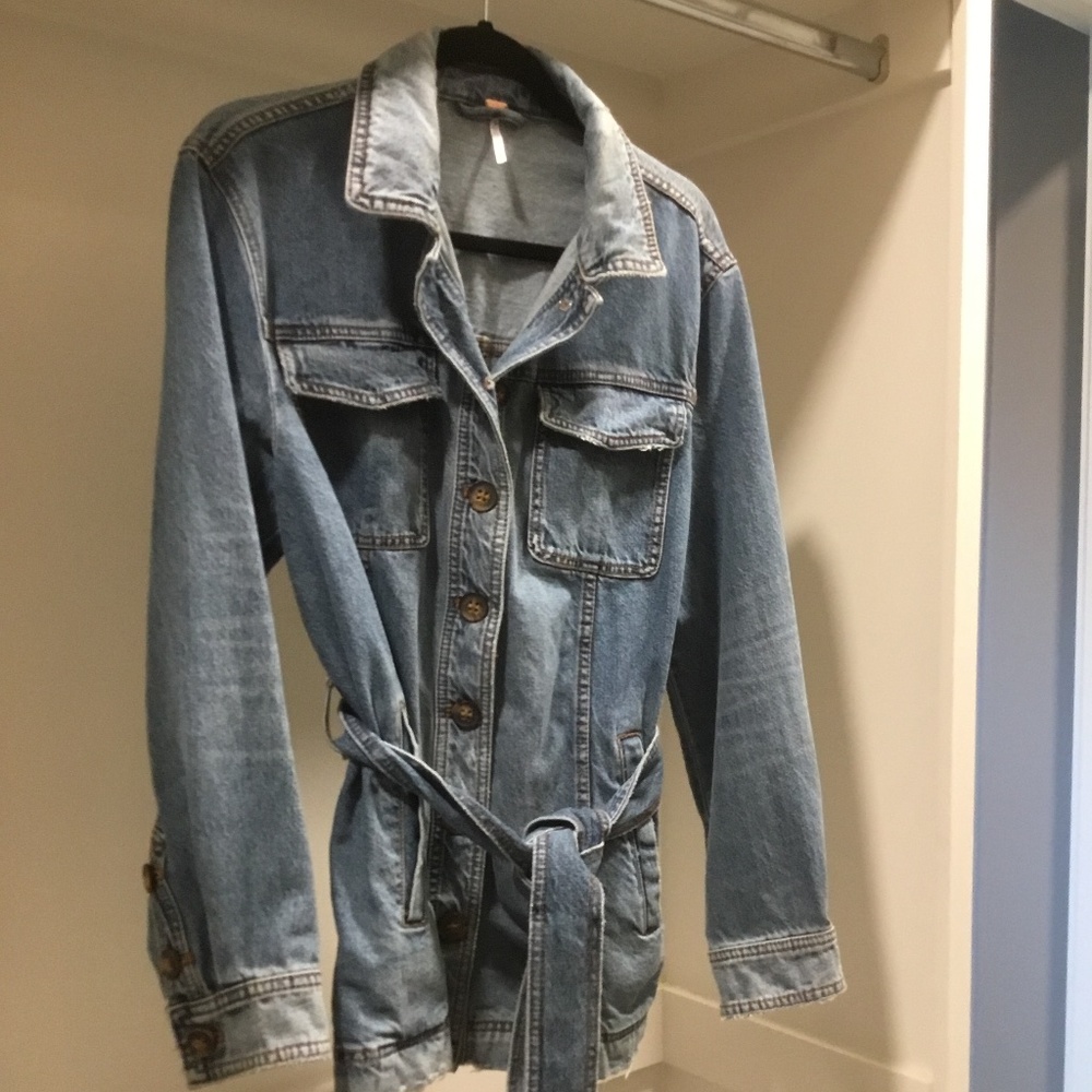 Free People Belted Denim Jacket Medium